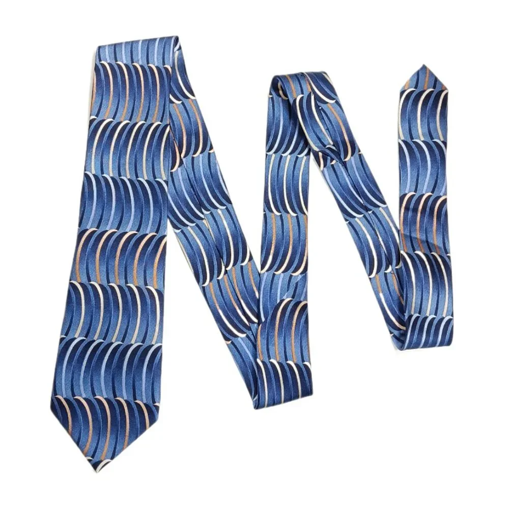 Giorgio Bissoni Silk Tie Boy's 52” Blue Geometric Designer Classic Tie New